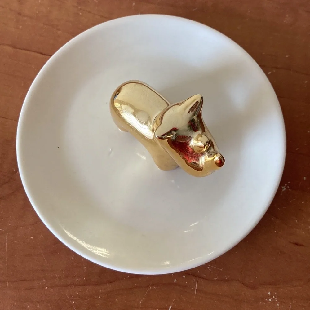 Isaac Jacobs Rhinoceros ceramic plate ring holder trinkets jewelry holder